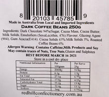 Load image into Gallery viewer, Red Hill Confectionery - Dark Chocolate Coated Coffee Beans 250g Bag