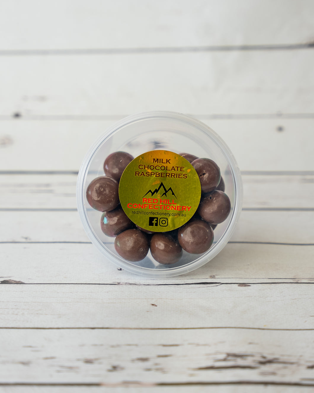 Red Hill Confectionery - Milk Chocolate Coated Raspberries 200g Tub