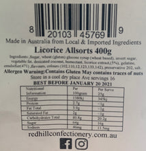 Load image into Gallery viewer, Red Hill Confectionery - Licorice Allsorts 400g Bag
